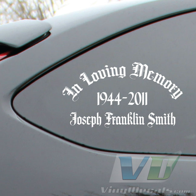 In Loving Memory Old English Text Decal 