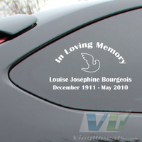 In Loving Memory Text with Abstract Dove Decal