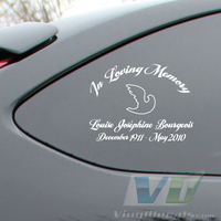 In Loving Memory Script Text with Abstract Dove Decal