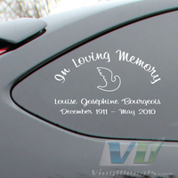 In Loving Memory Script 2 Text with Abstract Dove Decal