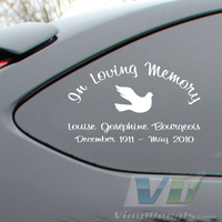 In Loving Memory Script 2 Text with Solid Dove Decal