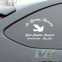 In Loving Memory Script Text with Solid Dove Decal