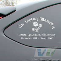 In Loving Memory Script 2 Text with Roses Decal