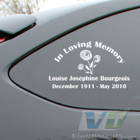 In Loving Memory Text with Roses Decal