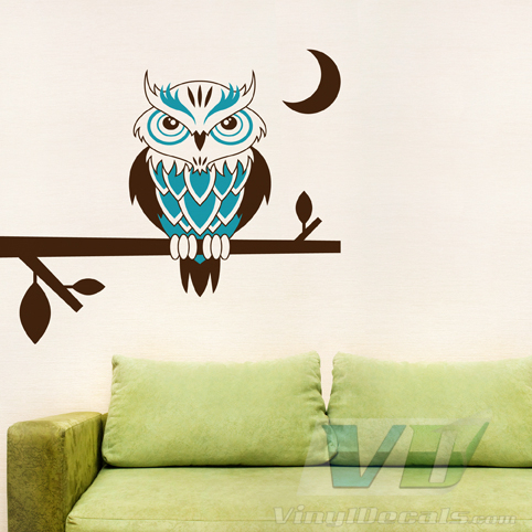 Wall Stickers on Vinyldecals Com   Night Owl On A Branch Wall Art Decal
