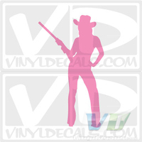 Cowgirl Holding Gun Vinyl Decal