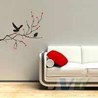 Cherry Tree Branch with Birds Wall Art Decal