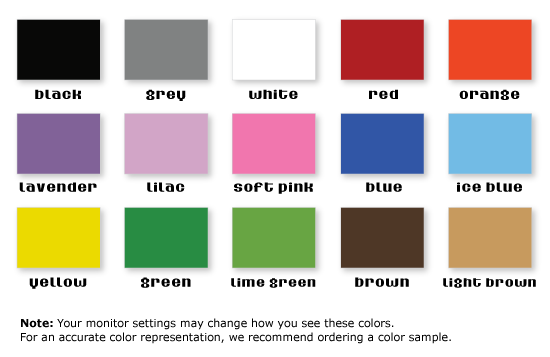 Color Chart for matte wall decals Wall Decal Color Chart
